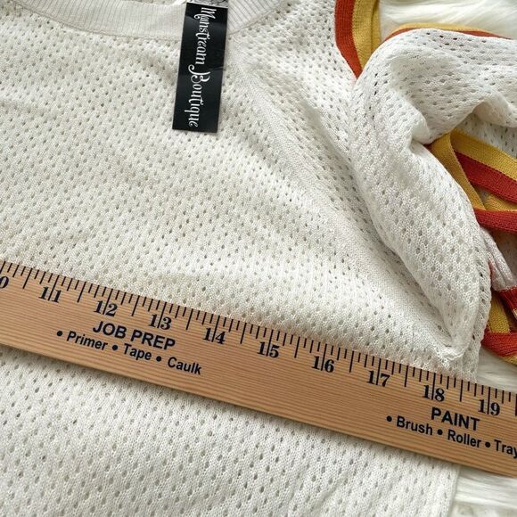 mystree white open shoulders long sleeve top size M 341 - Picture 5 of 6